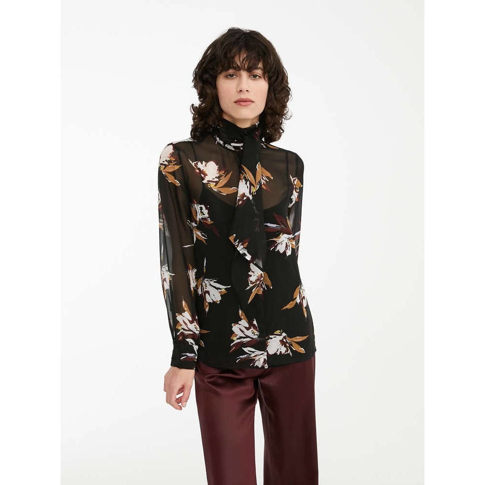 Max Mara Black Calesse Pussy Bow Button Down